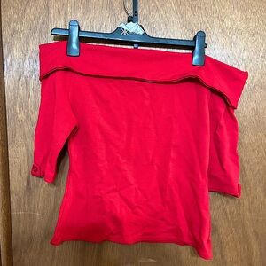 Unique Vintage Red Off the Shoulder Top